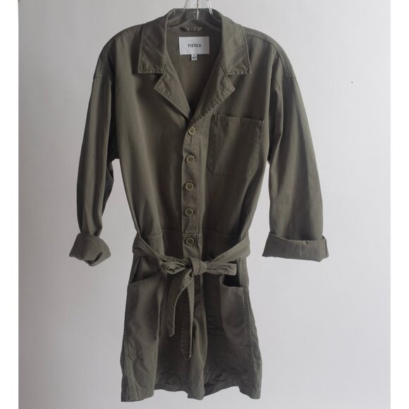 Olive Drab Green Pistola Long Sleeve Shorts Romper M - Picture 3 of 7